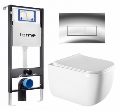 Комплект 3 в 1 инсталляция Lorne Profi LN7002500 + Унитаз подвесной Vincea Form VT1-35 + кнопка хром глянцевый Rectangle