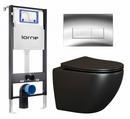 Комплект 3 в 1 инсталляция Lorne Profi LN7002500 + Унитаз подвесной Ceramica Nova Metropol CN4002MB + кнопка хром глянцевый Rectangle
