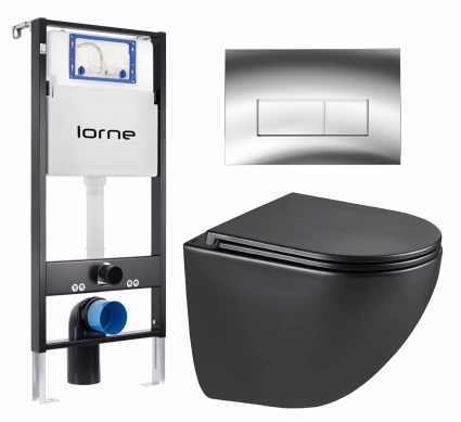 Комплект 3 в 1 инсталляция Lorne Profi LN7002500 + Унитаз подвесной Lemark Glazer 9612004 + кнопка хром глянцевый Rectangle