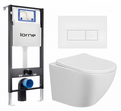 Комплект 3 в 1 инсталляция Lorne Profi LN7002500 + Унитаз подвесной Taliente Amato AM25010 + кнопка белая матовая Rectangle