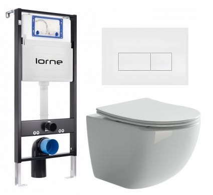 Комплект 3 в 1 инсталляция Lorne Profi LN7002500 + Унитаз подвесной Ceramica Nova Forma CN3009 + кнопка белая матовая Rectangle