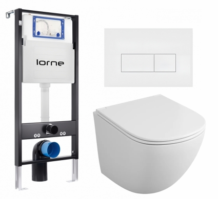 Комплект 3 в 1 инсталляция Lorne Profi LN7002500 + Унитаз подвесной Owl 1975 Vind TOWLT190302 + кнопка белая матовая Rectangle