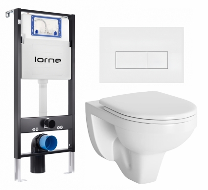 Комплект 3 в 1 инсталляция Lorne Profi LN7002500 + Унитаз подвесной Berges Wasserhaus Gamma 081105 + кнопка белая матовая Rectangle