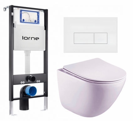 Комплект 3 в 1 инсталляция Lorne Profi LN7002500 + Унитаз подвесной Esbano Lotus ESUPLOTUW + кнопка белая матовая Rectangle