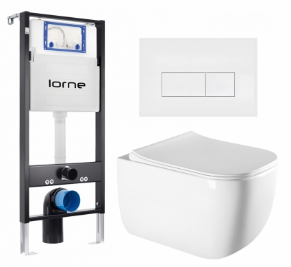 Комплект 3 в 1 инсталляция Lorne Profi LN7002500 + Унитаз подвесной Vincea Form VT1-35 + кнопка белая матовая Rectangle