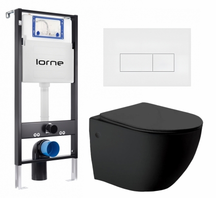 Комплект 3 в 1 инсталляция Lorne Profi LN7002500 + Унитаз Vincea Globo VT1-14MB + кнопка белая матовая Rectangle