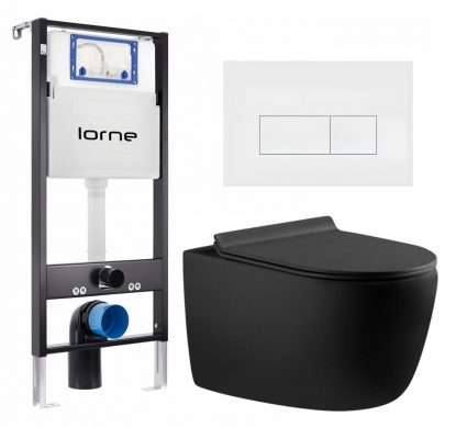 Комплект 3 в 1 инсталляция Lorne Profi LN7002500 + Унитаз подвесной Aquanet Cetus-BW 287008 + кнопка белая матовая Rectangle