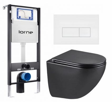 Комплект 3 в 1 инсталляция Lorne Profi LN7002500 + Унитаз подвесной Lemark Glazer 9612004 + кнопка белая матовая Rectangle