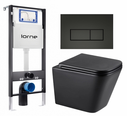 Комплект 3 в 1 инсталляция Lorne Profi LN7002500 + Унитаз подвесной Lemark Florex 9612002 + кнопка черная матовая Rectangle