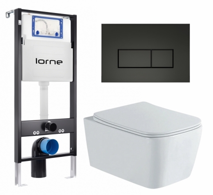Комплект 3 в 1 инсталляция Lorne Profi LN7002500 + Унитаз подвесной AQUATEK Либра New AQ1148N-00 + кнопка черная матовая Rectangle