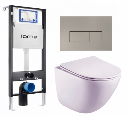 Комплект 3 в 1 инсталляция Lorne Profi LN7002500 + Унитаз подвесной Esbano Lotus ESUPLOTUW + кнопка матовая нержавеющая сталь Rectangle