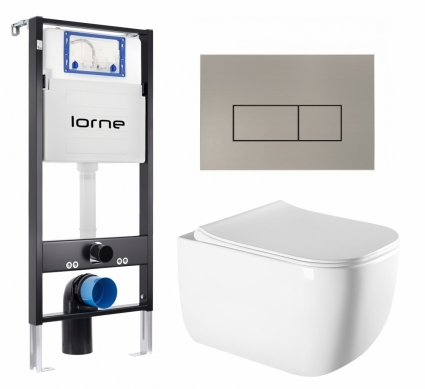 Комплект 3 в 1 инсталляция Lorne Profi LN7002500 + Унитаз подвесной Vincea Form VT1-35 + кнопка матовая нержавеющая сталь Rectangle