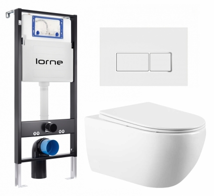 Комплект 3 в 1 инсталляция Lorne Profi LN7002500 +  Унитаз подвесной Vincea Evo VT1-34 + кнопка белая, окантовка хром Rectangle