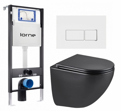 Комплект 3 в 1 инсталляция Lorne Profi LN7002500 + Унитаз подвесной Lemark Glazer 9612004 + кнопка белая, окантовка хром Rectangle