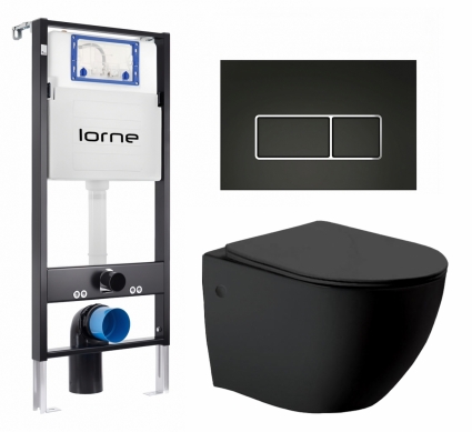 Комплект 3 в 1 инсталляция Lorne Profi LN7002500 + Унитаз Vincea Globo VT1-14MB + кнопка черная, окантовка хром Rectangle