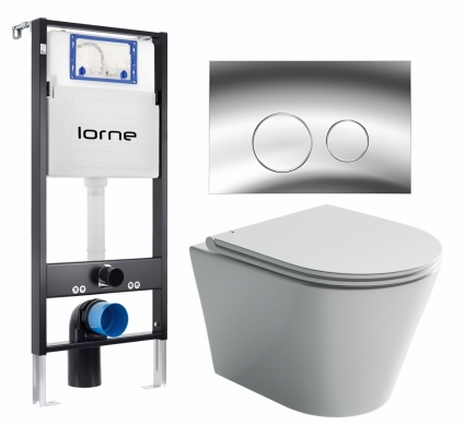 Комплект 3 в 1 инсталляция Lorne Profi LN7002500 +  Унитаз подвесной Ceramica Nova Forma CN3011  + кнопка хром глянцевый Ronde