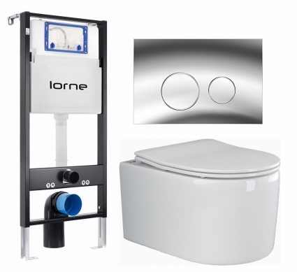 Комплект 3 в 1 инсталляция Lorne Profi LN7002500 + Унитаз подвесной Ceramica Nova Moments CN3003 + кнопка хром глянцевый Ronde
