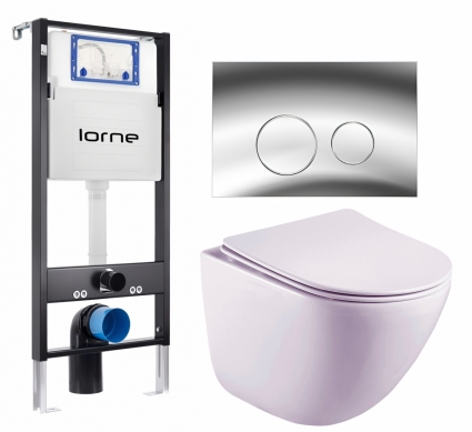 Комплект 3 в 1 инсталляция Lorne Profi LN7002500 + Унитаз подвесной Esbano Lotus ESUPLOTUW + кнопка хром глянцевый Ronde