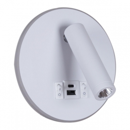 Настенный светодиодный светильник Reluce 86203-9.2-001KT LED12W+USB WT в современном стиле, цвет белый