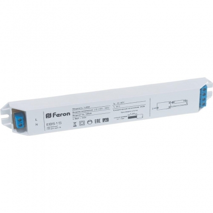 Feron Аппарат пускорегулирующий электронный (балласт), 1*36W T8/G13 230V, EB51S