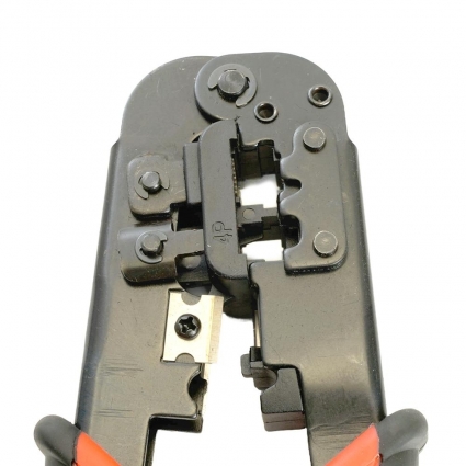 Кримпер STEKKER CTLS007 для обжима RJ разъемов RJ-45 (8P8C), RJ-12 (6P6C) и RJ-11 (6P4C и 6P2C), черный, красный