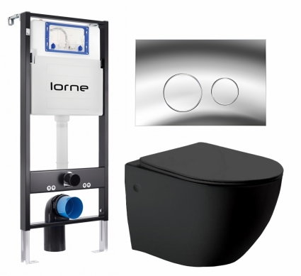 Комплект 3 в 1 инсталляция Lorne Profi LN7002500 + Унитаз Vincea Globo VT1-14MB + кнопка хром глянцевый Ronde