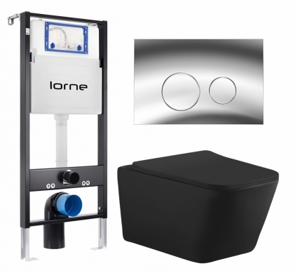 Комплект 3 в 1 инсталляция Lorne Profi LN7002500 + Унитаз подвесной Aquanet Tavr-W BW 287011 + кнопка хром глянцевый Ronde