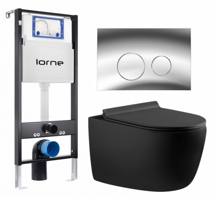 Комплект 3 в 1 инсталляция Lorne Profi LN7002500 + Унитаз подвесной Aquanet Cetus-BW 287008 + кнопка хром глянцевый Ronde