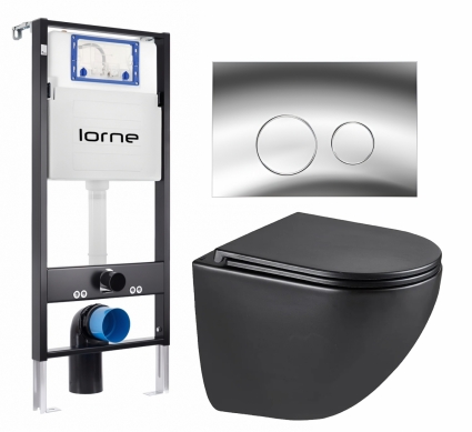 Комплект 3 в 1 инсталляция Lorne Profi LN7002500 + Унитаз подвесной Lemark Glazer 9612004 + кнопка хром глянцевый Ronde