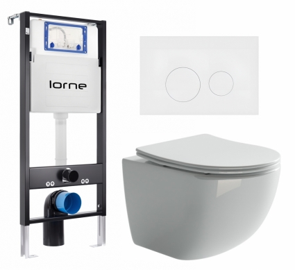 Комплект 3 в 1 инсталляция Lorne Profi LN7002500 + Унитаз подвесной Ceramica Nova Forma CN3009 + кнопка белая матовая Ronde