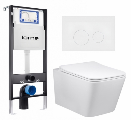 Комплект 3 в 1 инсталляция Lorne Profi LN7002500 + Унитаз Vincea Q-Line VT1-12 + кнопка белая матовая Ronde