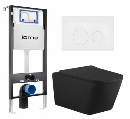 Комплект 3 в 1 инсталляция Lorne Profi LN7002500 + Унитаз подвесной Aquanet Tavr-W BW 287011 + кнопка белая матовая Ronde