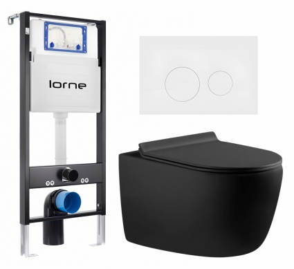 Комплект 3 в 1 инсталляция Lorne Profi LN7002500 + Унитаз подвесной Aquanet Cetus-BW 287008 + кнопка белая матовая Ronde
