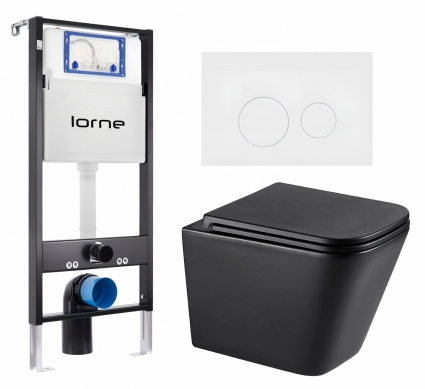 Комплект 3 в 1 инсталляция Lorne Profi LN7002500 + Унитаз подвесной Lemark Florex 9612002 + кнопка белая матовая Ronde