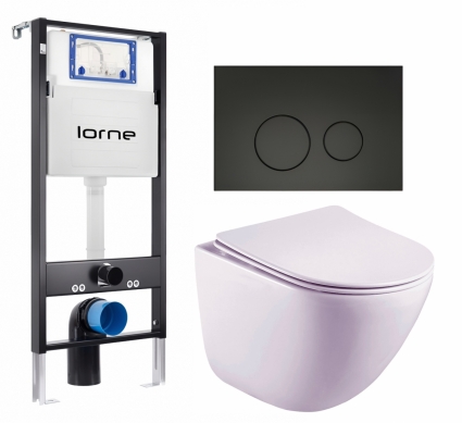 Комплект 3 в 1 инсталляция Lorne Profi LN7002500 + Унитаз подвесной Esbano Lotus ESUPLOTUW + кнопка черная матовая Ronde