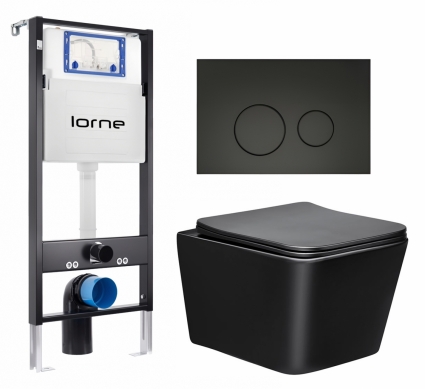 Комплект 3 в 1 инсталляция Lorne Profi LN7002500 + Унитаз Vincea Q-Line VT1-12MB + кнопка черная матовая Ronde