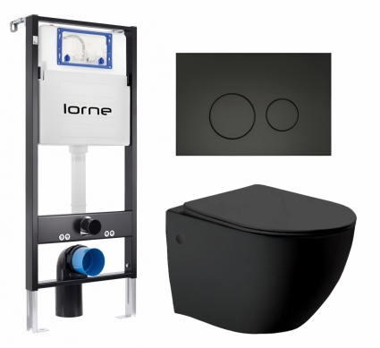 Комплект 3 в 1 инсталляция Lorne Profi LN7002500 + Унитаз Vincea Globo VT1-14MB + кнопка черная матовая Ronde