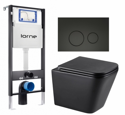 Комплект 3 в 1 инсталляция Lorne Profi LN7002500 +  Унитаз подвесной Lemark Florex 9612002 + кнопка черная матовая Ronde