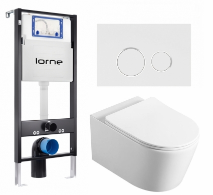 Комплект 3 в 1 инсталляция Lorne Profi LN7002500 + Унитаз Vincea Cute VT1-24 + кнопка белая, окантовка хром Ronde