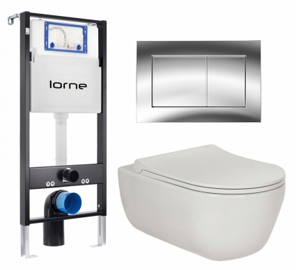 Комплект 3 в 1 инсталляция Lorne Profi LN7002500 + Унитаз подвесной Berges Wasserhaus Ego XL 082118 + кнопка хром глянцевый Carre