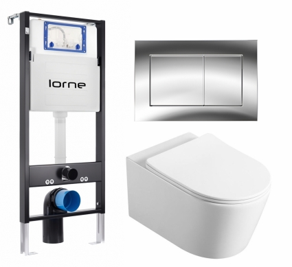 Комплект 3 в 1 инсталляция Lorne Profi LN7002500 + Унитаз Vincea Cute VT1-24 + кнопка хром глянцевый Carre