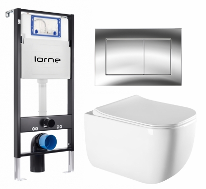 Комплект 3 в 1 инсталляция Lorne Profi LN7002500 + Унитаз подвесной Vincea Form VT1-35 + кнопка хром глянцевый Carre