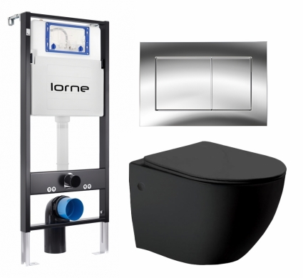 Комплект 3 в 1 инсталляция Lorne Profi LN7002500 + Унитаз Vincea Globo VT1-14MB + кнопка хром глянцевый Carre
