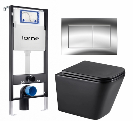 Комплект 3 в 1 инсталляция Lorne Profi LN7002500 + Унитаз подвесной Lemark Florex 9612002 + кнопка хром глянцевый Carre