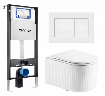 Комплект 3 в 1 инсталляция Lorne Profi LN7002500 + Унитаз подвесной Enio Morris Tornado EN2870511 + кнопка белая матовая Carre