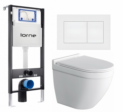 Комплект 3 в 1 инсталляция Lorne Profi LN7002500 + Унитаз подвесной Owl 1975 Cirkel-H + кнопка белая матовая Carre