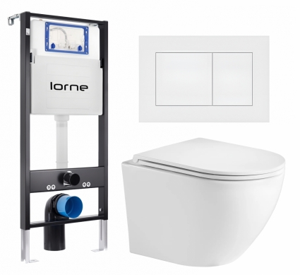 Комплект 3 в 1 инсталляция Lorne Profi LN7002500 +  Унитаз подвесной Weltwasser WW Merzbach 043GL-WT + кнопка белая матовая Carre
