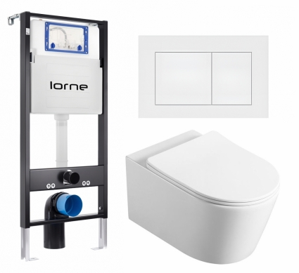 Комплект 3 в 1 инсталляция Lorne Profi LN7002500 + Унитаз Vincea Cute VT1-24 + кнопка белая матовая Carre