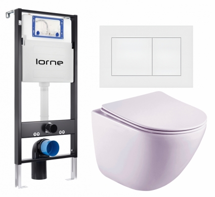 Комплект 3 в 1 инсталляция Lorne Profi LN7002500 + Унитаз подвесной Esbano Lotus ESUPLOTUW + кнопка белая матовая Carre