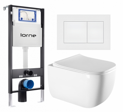 Комплект 3 в 1 инсталляция Lorne Profi LN7002500 + Унитаз подвесной Vincea Form VT1-35 + кнопка белая матовая Carre